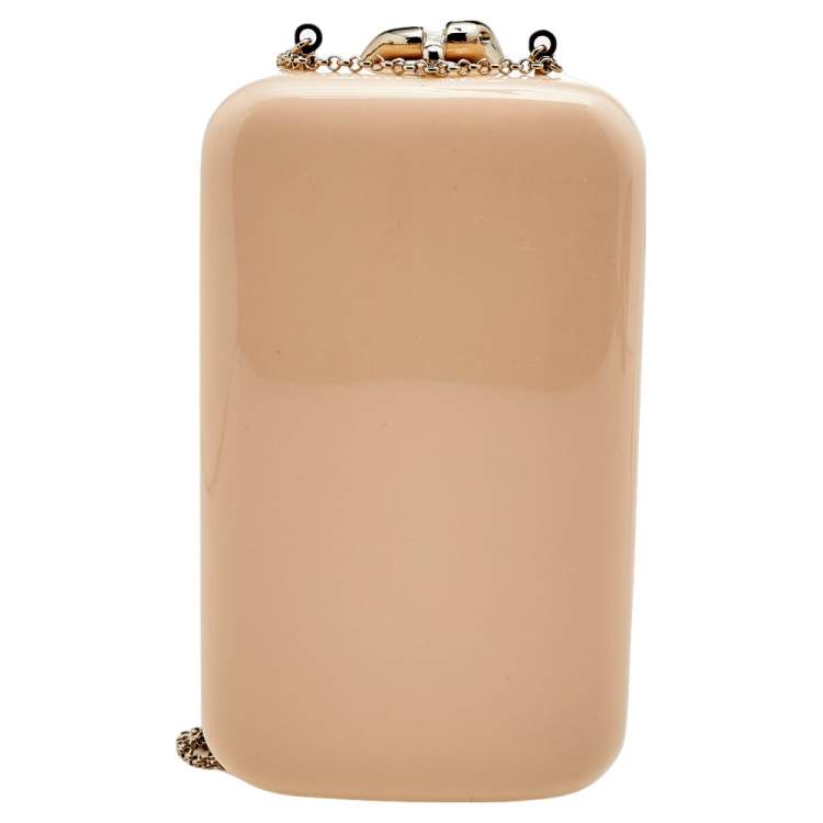 Pre Owned Chloe Sandy Beige Resin Kiss Minaudière Clutch