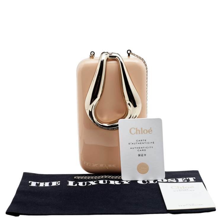 Pre Owned Chloe Sandy Beige Resin Kiss Minaudière Clutch