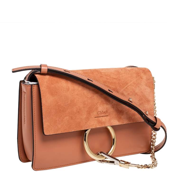 Pre Owned Chloe Brown Leather and Suede  Faye Shoulder Bag