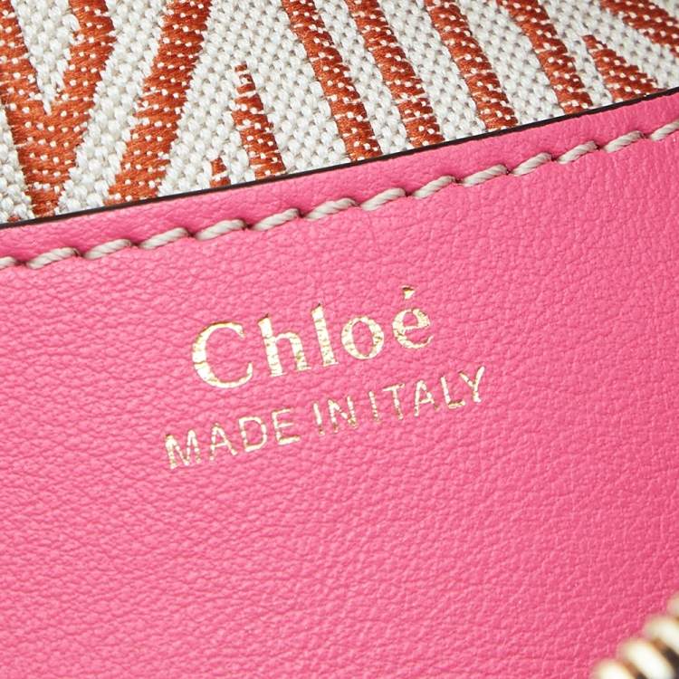 Pre Owned Chloe Hot Pink Croc Embossed Leather Mini Daria Chain Bag
