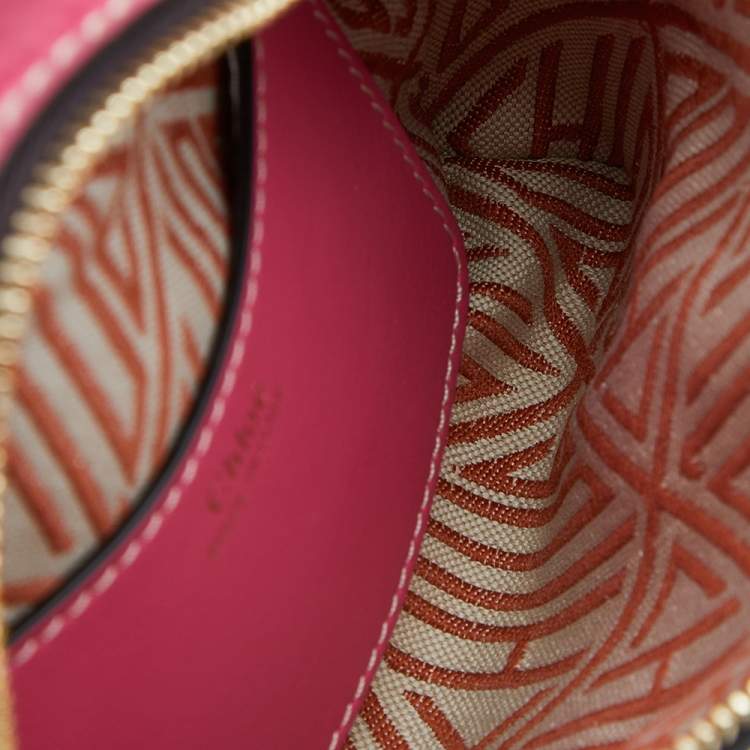 Pre Owned Chloe Hot Pink Croc Embossed Leather Mini Daria Chain Bag