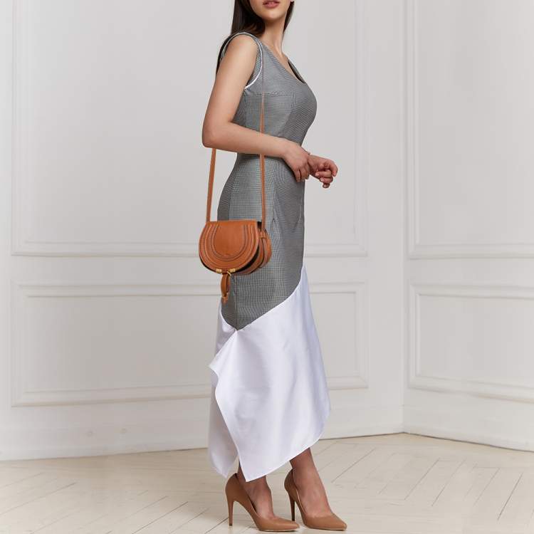 Pre Owned Chloé Brown Leather Mini Marcie Shoulder Bag