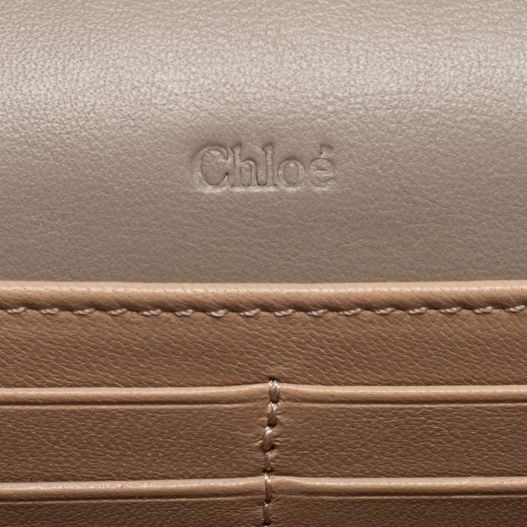 Pre Owned Chloe Taupe Leather Georgia Continental Wallet