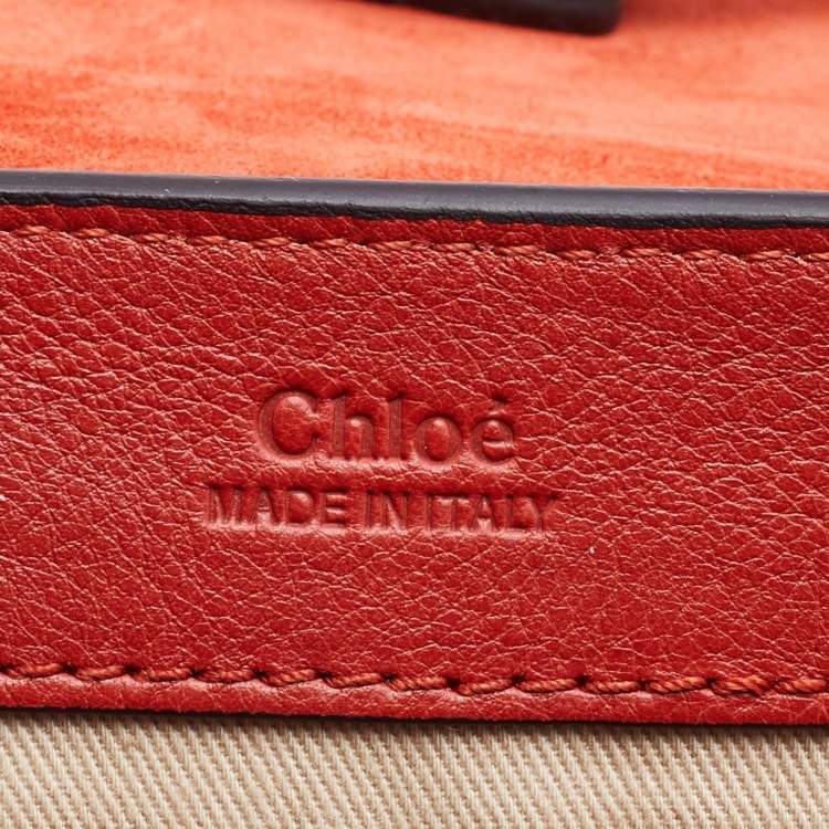 Pre Owned Chloe Rust Red Leather Medium Faye Day Top Handle Bag