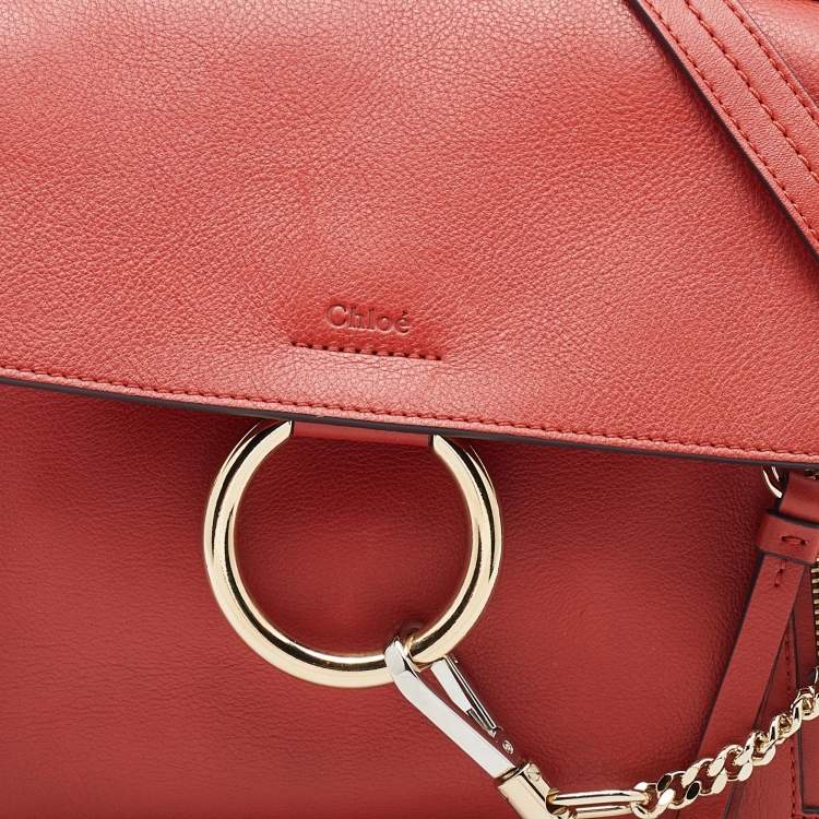 Pre Owned Chloe Rust Red Leather Medium Faye Day Top Handle Bag