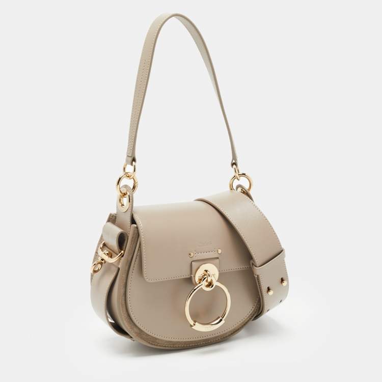 Pre Owned Chloe Grey Leather and Suede Small Tess Shoulder Bag