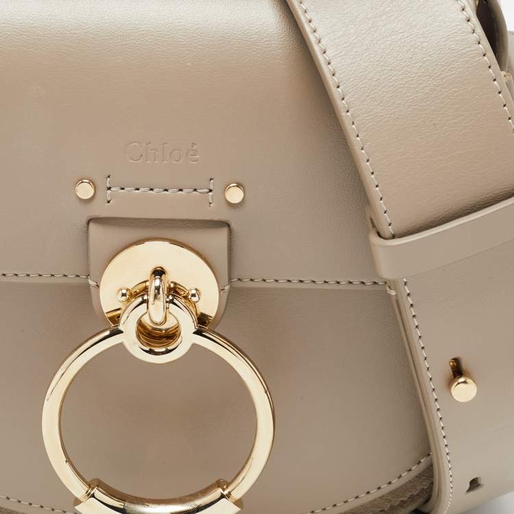 Pre Owned Chloe Grey Leather and Suede Small Tess Shoulder Bag