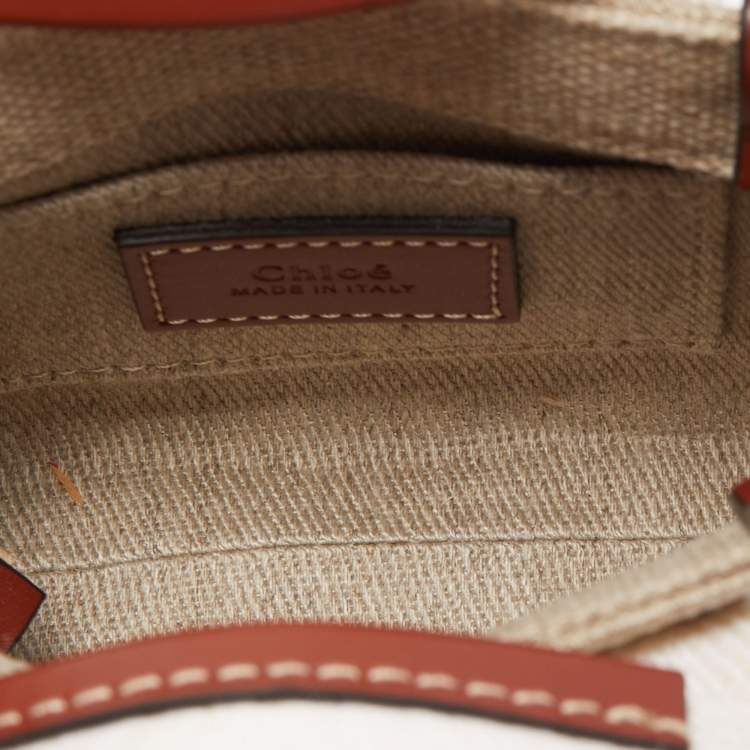Pre Owned Chloe Beige/Brown Canvas and Leather Nano Woody Tote 