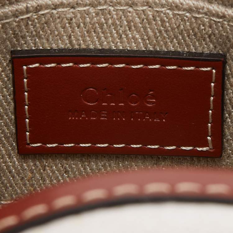 Pre Owned Chloe Beige/Brown Canvas and Leather Nano Woody Tote 