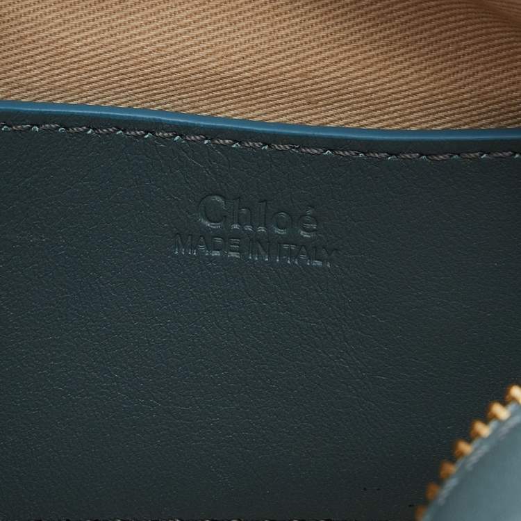 Pre Owned Chloe Blue Leather Horses Embroidered Mini Signature Bag
