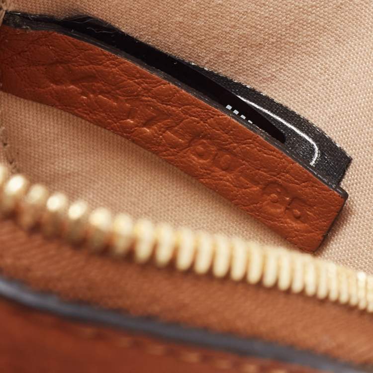 Pre Owned Chloe Brown Leather Mini Alphabet Round Coin Purse