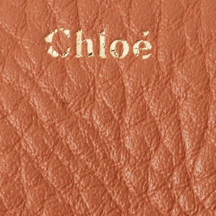 Pre Owned Chloe Brown Leather Mini Alphabet Round Coin Purse