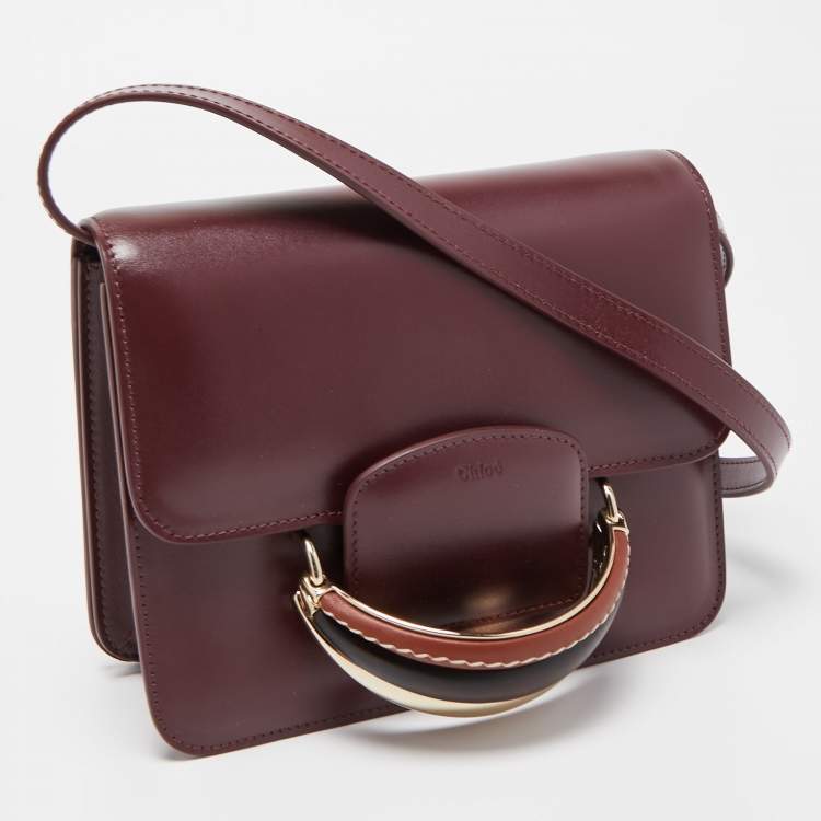 Pre Owned Chloe Burgundy Leather Kattie Crossbody Bag