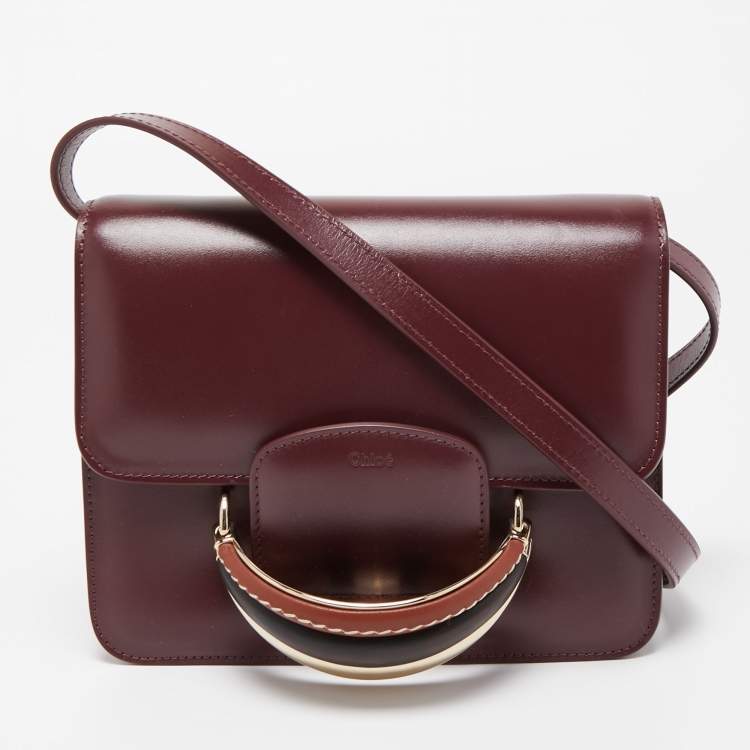 Pre Owned Chloe Burgundy Leather Kattie Crossbody Bag