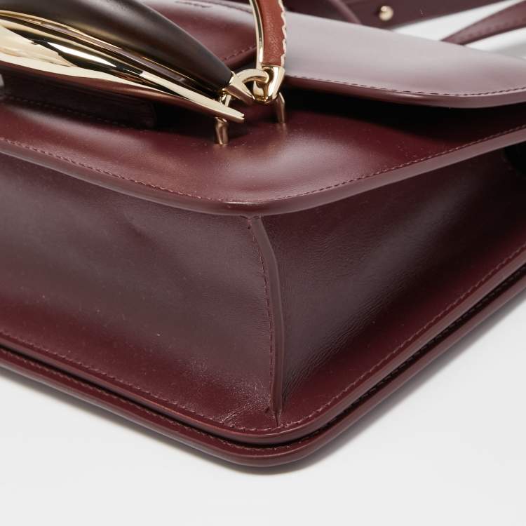 Pre Owned Chloe Burgundy Leather Kattie Crossbody Bag