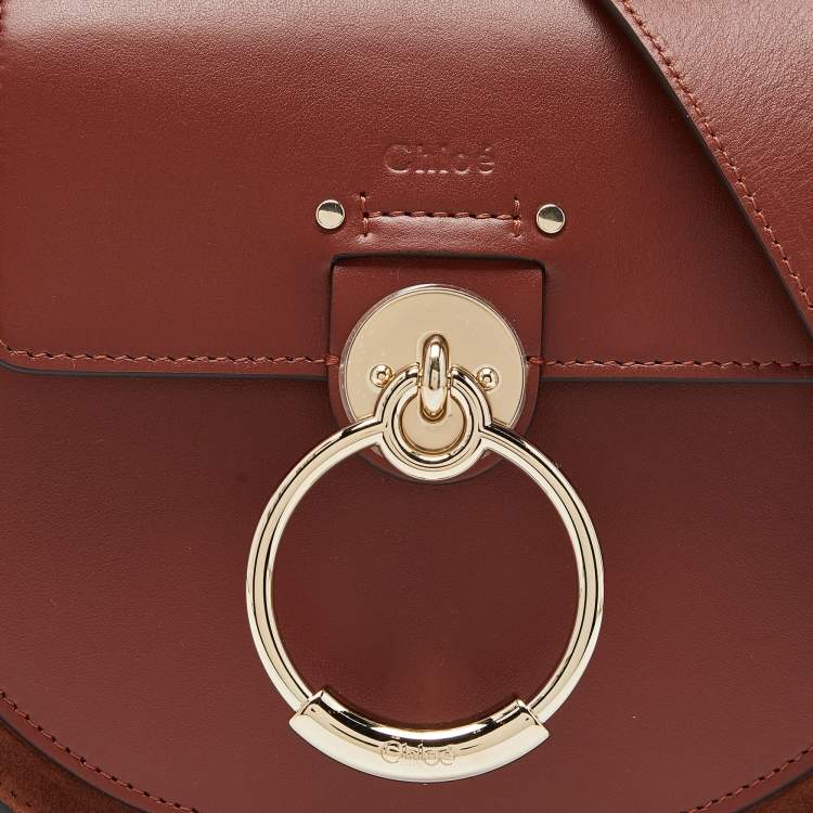 مملوكة مسبقًا Chloe Brown Suede and Leather Small Tess Shoulder Bag