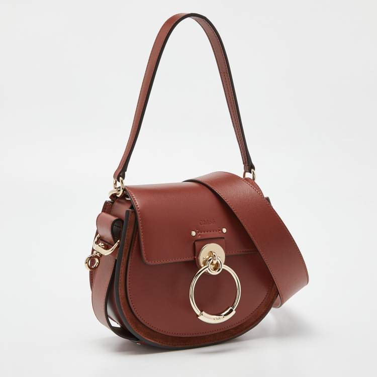 مملوكة مسبقًا Chloe Brown Suede and Leather Small Tess Shoulder Bag