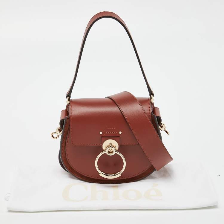 مملوكة مسبقًا Chloe Brown Suede and Leather Small Tess Shoulder Bag