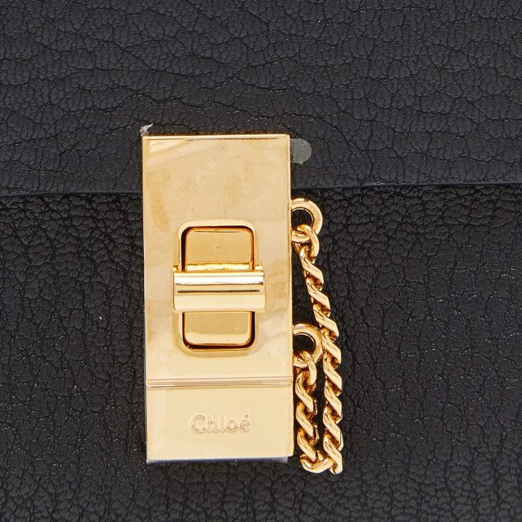 Pre Owned Chloé Black Leather Drew Compact Wallet