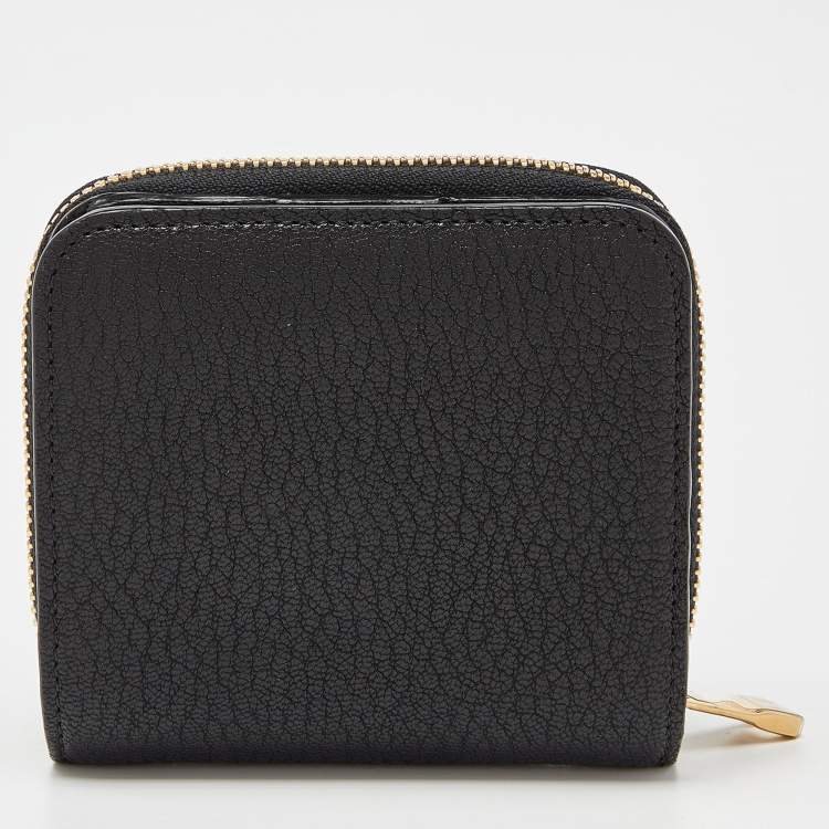 Pre Owned Chloé Black Leather Drew Compact Wallet