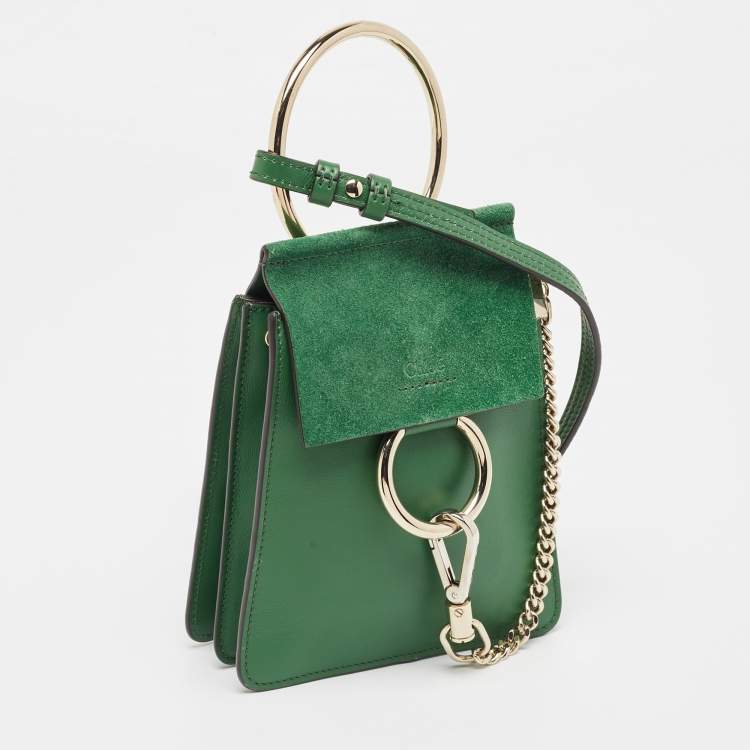 Pre Owned Chloé  Green Leather and Suede Mini Faye Crossbody Bag
