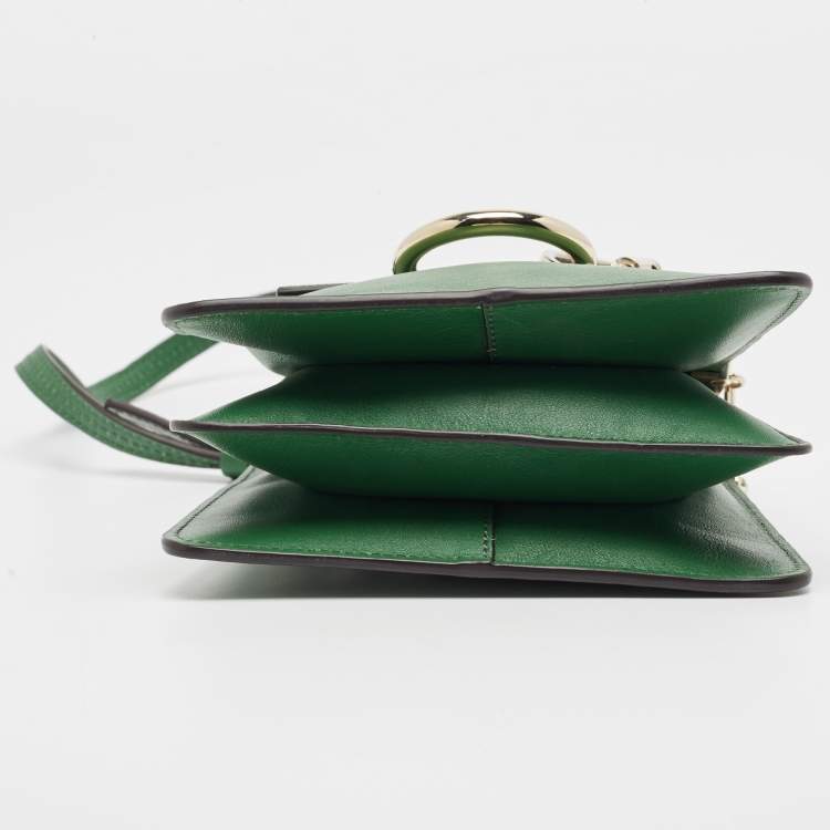 Pre Owned Chloé  Green Leather and Suede Mini Faye Crossbody Bag