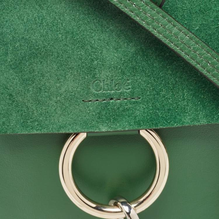 Pre Owned Chloé  Green Leather and Suede Mini Faye Crossbody Bag