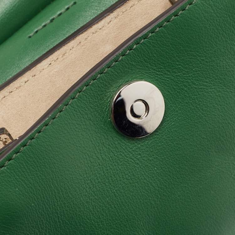 Pre Owned Chloé  Green Leather and Suede Mini Faye Crossbody Bag
