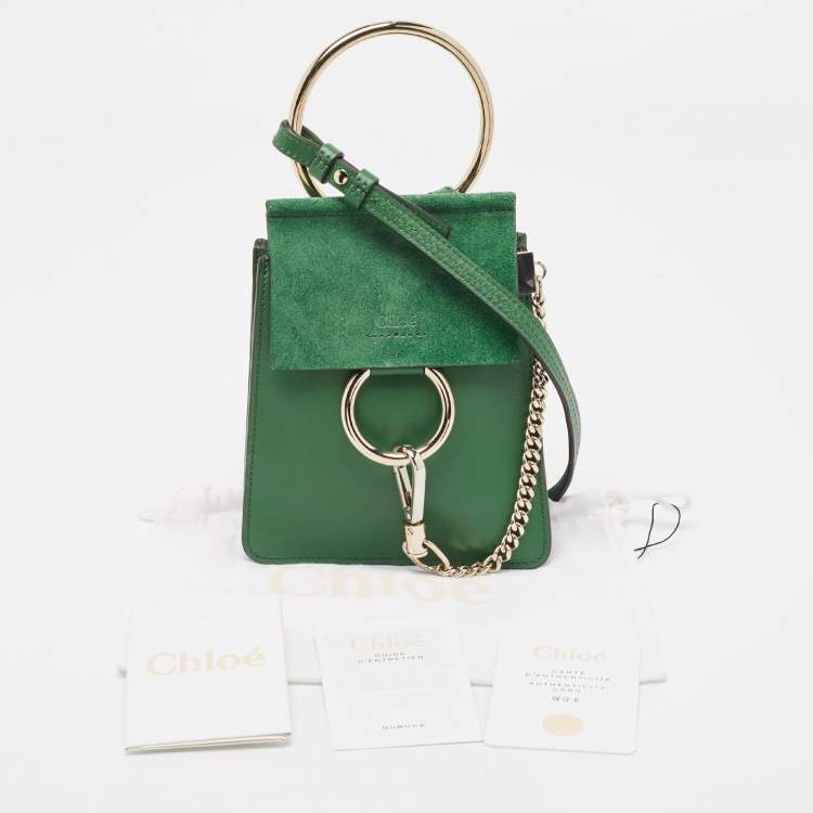 Pre Owned Chloé  Green Leather and Suede Mini Faye Crossbody Bag