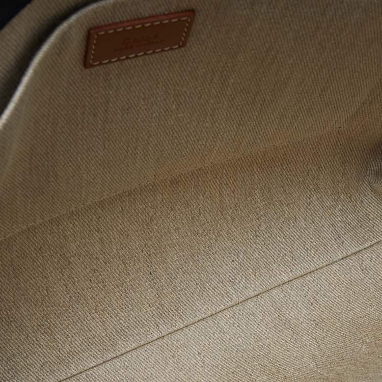 Pre Owned Chloe Black/Tan Canvas and Leather Medium Woody Tote