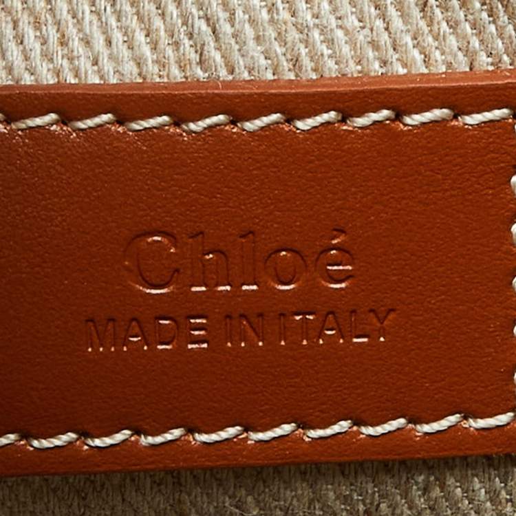 Pre Owned Chloe Black/Tan Canvas and Leather Medium Woody Tote
