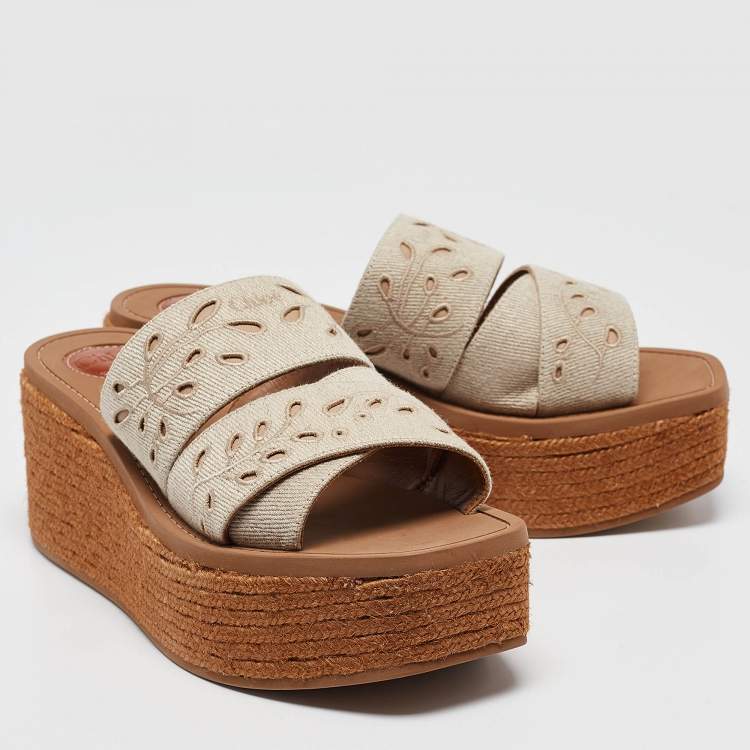 Pre Owned Chloe Grey Denim Woody Espadrille Flats Size 40