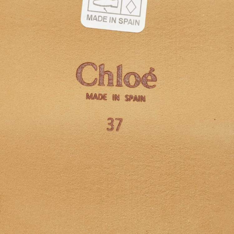 Pre Owned Chloe Beige Woven Leather Kacey Flat Slides Size 37