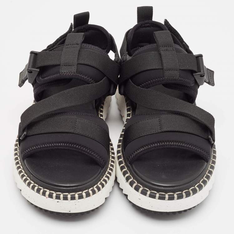 Pre Owned Chloe Black Neoprene Lilli Slingback Sandals Size 38
