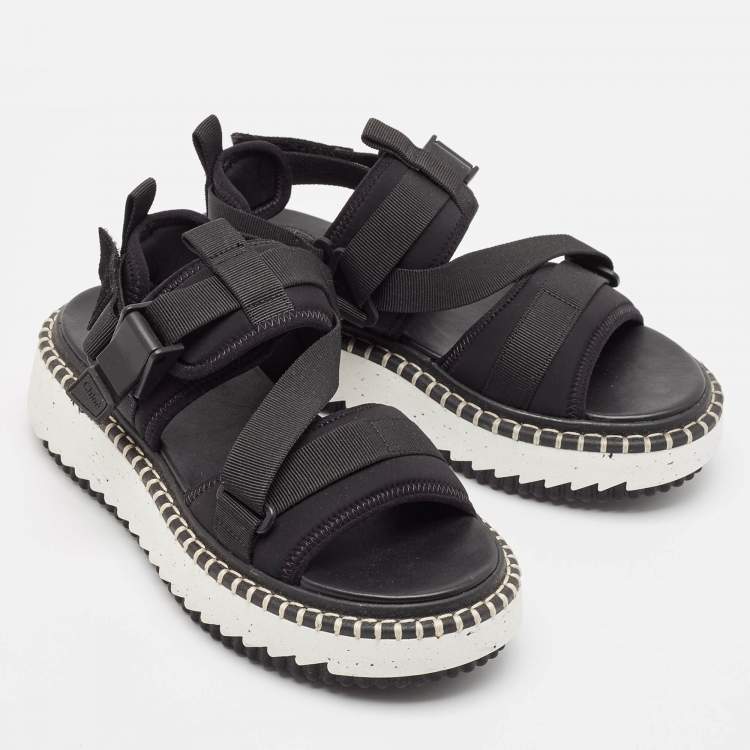 Pre Owned Chloe Black Neoprene Lilli Slingback Sandals Size 38
