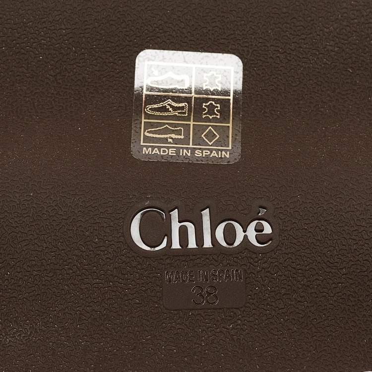 Pre Owned Chloe Black Leather Wavy Braided Flat Slides Size 38