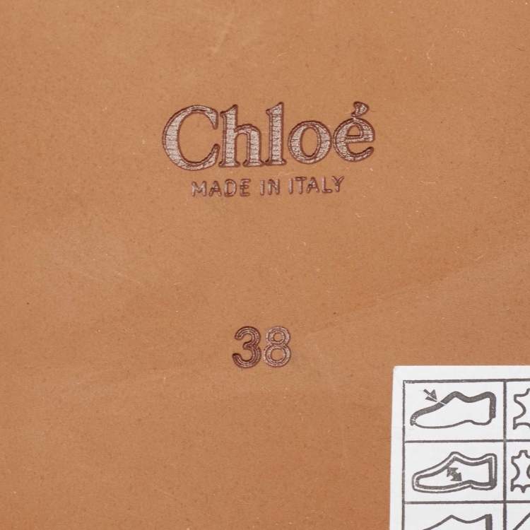 Pre Owned Chloe Light Brown Leather Logo Embroidered Woody Flat Slides Size 38