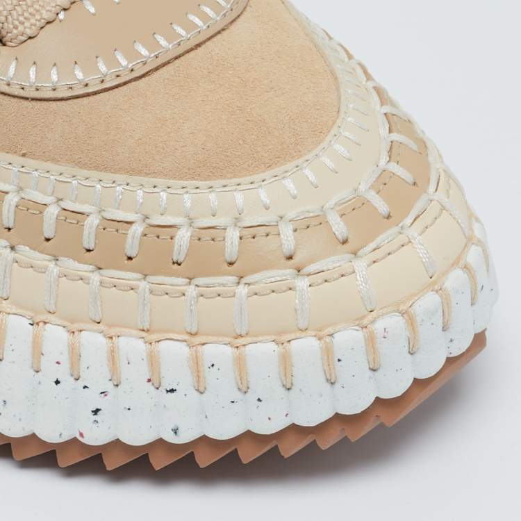Pre Owned Chloe Beige Suede and Leather Nama Sneakers Size 39