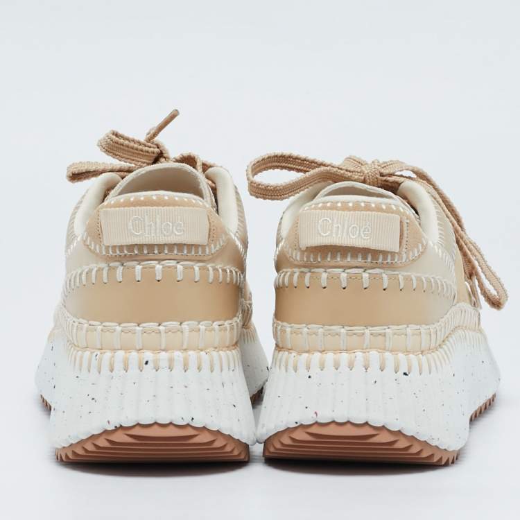Pre Owned Chloe Beige Suede and Leather Nama Sneakers Size 39