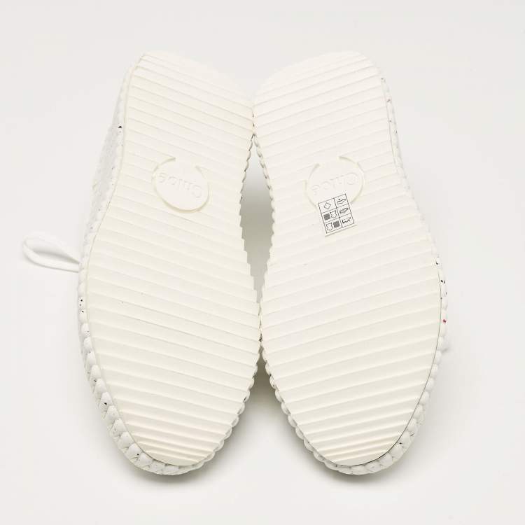 Pre Owned Chloe White Knit Fabric and Suede Nama Sneakers Size 39
