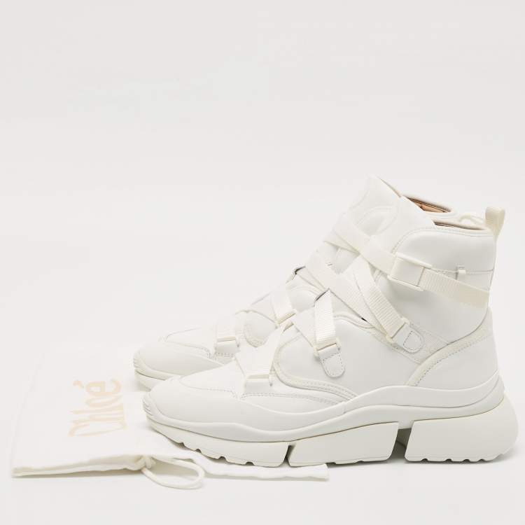 Pre Owned Chloe White Leather Sonnie High Top Sneakers Size 41