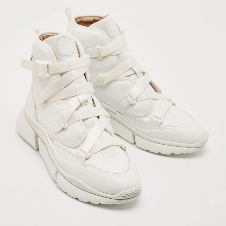 Pre Owned Chloe White Leather Sonnie High Top Sneakers Size 41