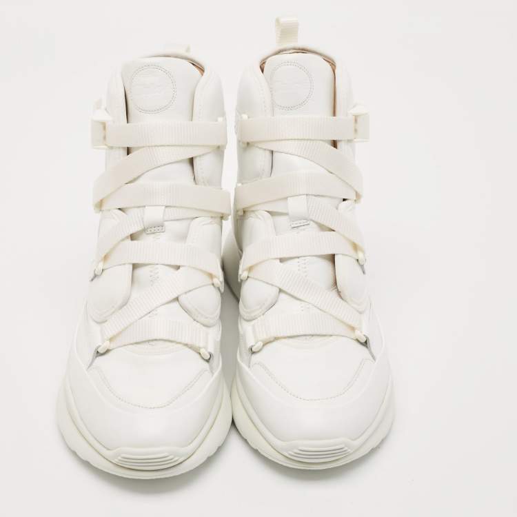 Pre Owned Chloe White Leather Sonnie High Top Sneakers Size 41