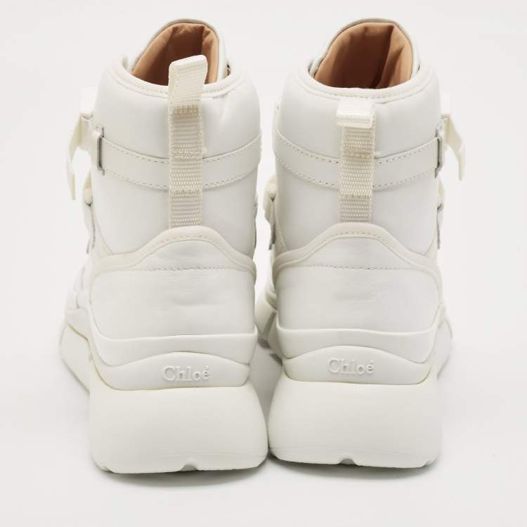 Pre Owned Chloe White Leather Sonnie High Top Sneakers Size 41