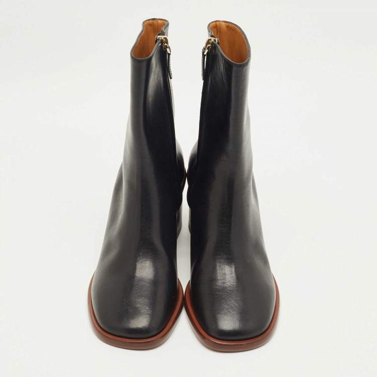 Pre Owned Chloe Black Leather Meganne Ankle Length Boots Size 37