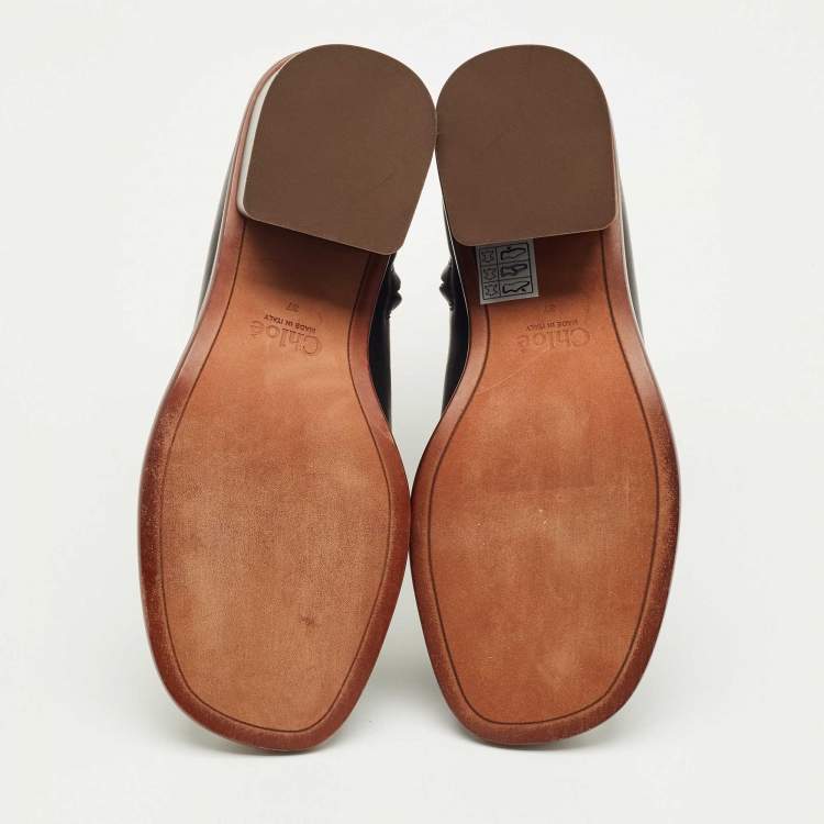 Pre Owned Chloe Black Leather Meganne Ankle Length Boots Size 37