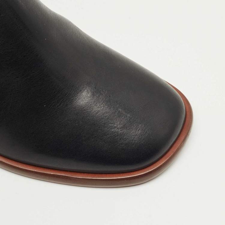 Pre Owned Chloe Black Leather Meganne Ankle Length Boots Size 37