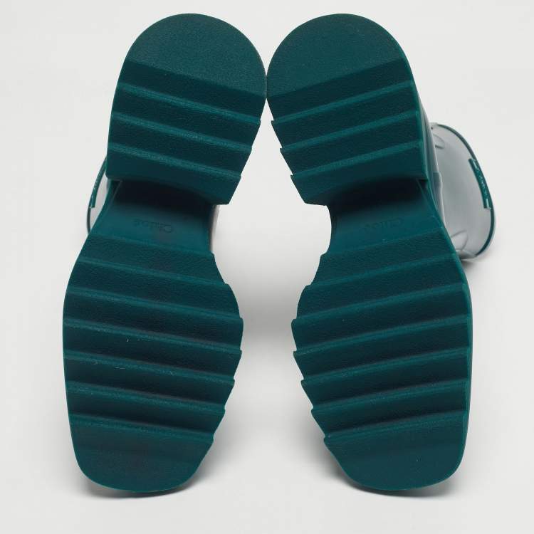 Pre Owned Chloé Green Rubber Betty Rain Boots Size 41