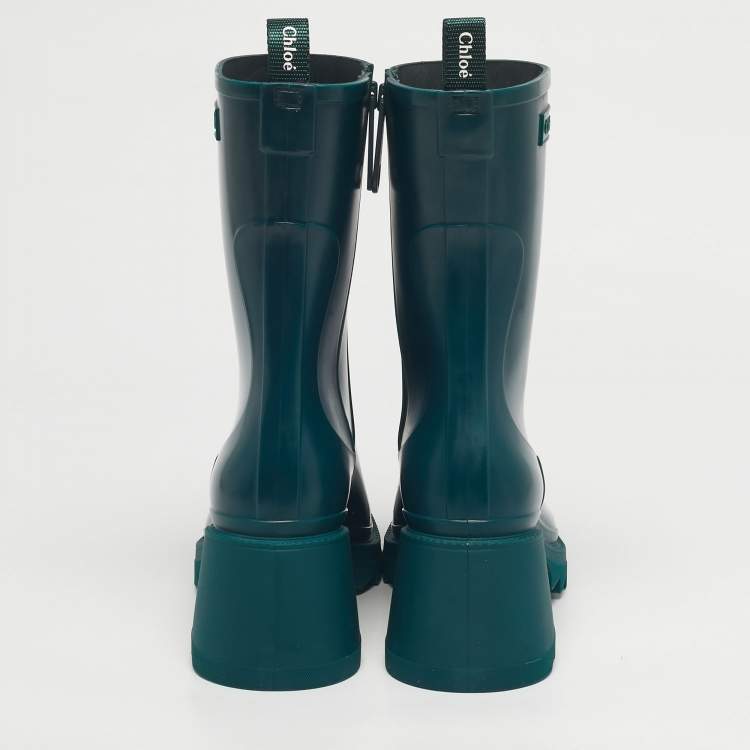 Pre Owned Chloé Green Rubber Betty Rain Boots Size 41
