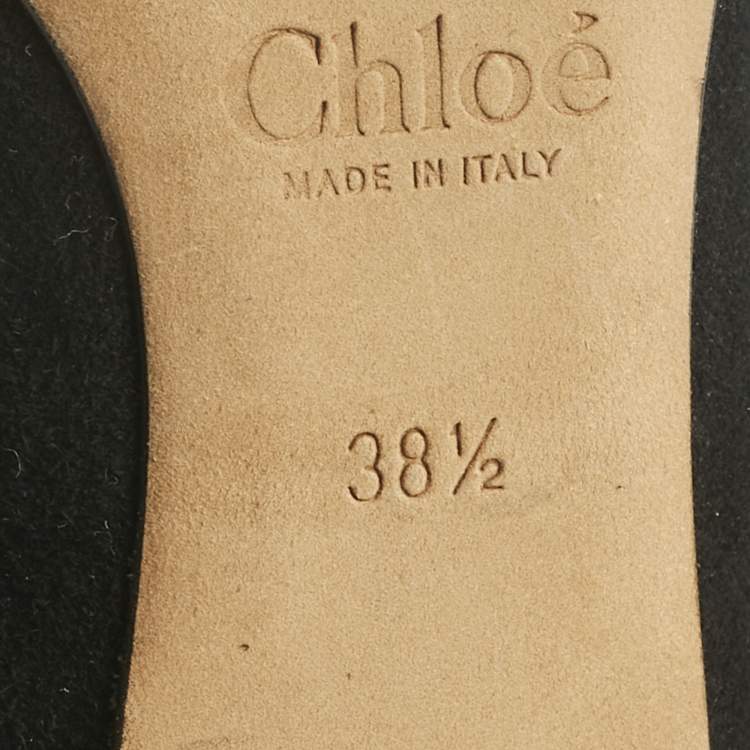 Pre Owned Chloe Black Suede Studded Scalloped Ballet Flats Size 38.5